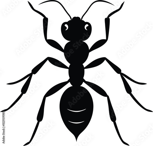 Ant icon, Ant silhouette vector, Ant black symbol