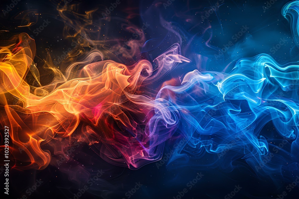 A close up of colored smoke on a black background A close up of colored smoke on a black background