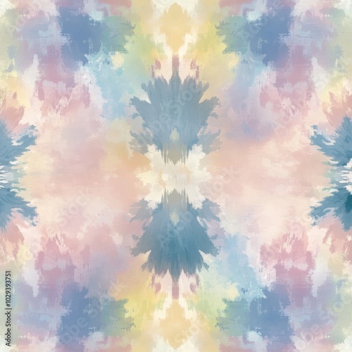 Pastel symmetrical tie-dye pattern in soft colors. 