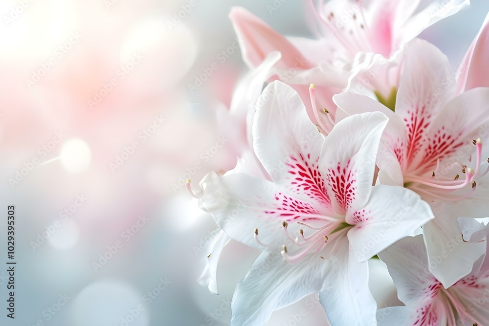 Naklejka premium Delicate pink and white lilies in soft light