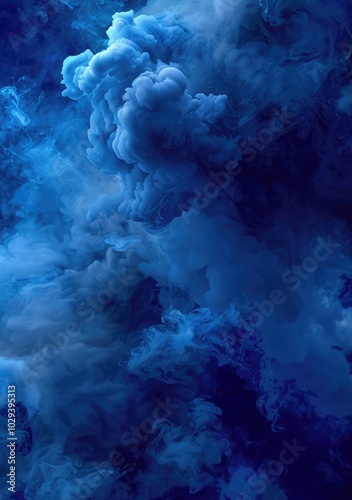 Dark blue background with a soft, misty cloud effect