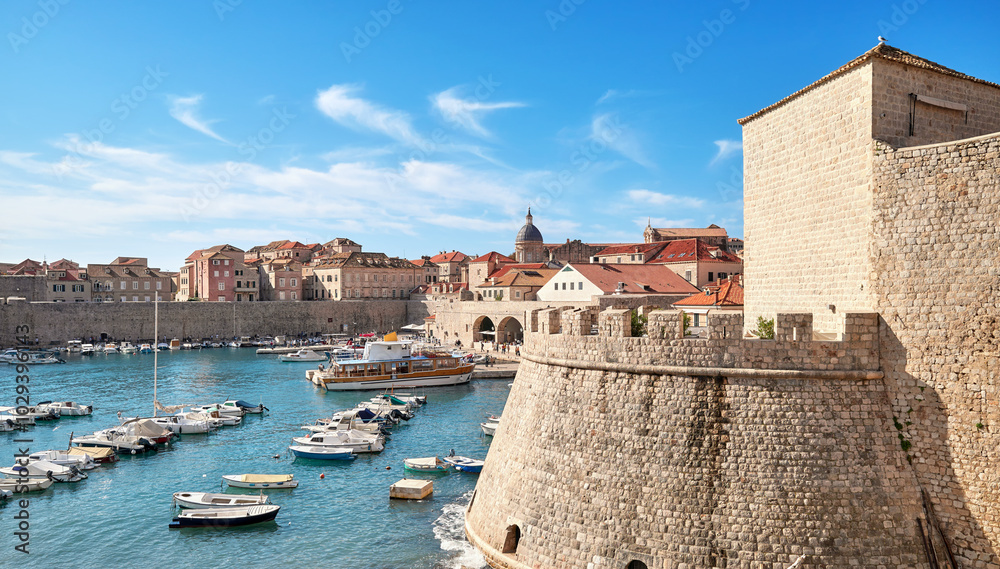 Dubrovnik city walls surrounding the old town, Croatia. Dubrovnik city walls surrounding the old town, Croatia.