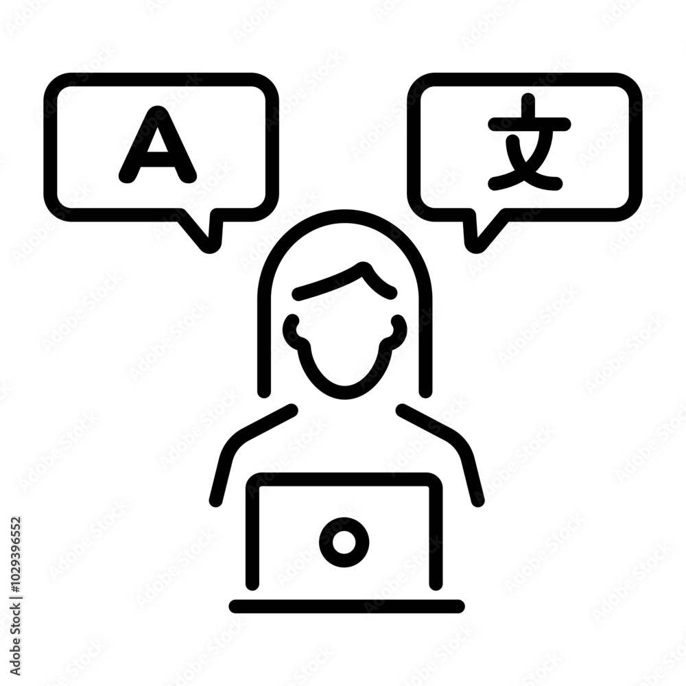 Language course icon in line style Language course icon in line style