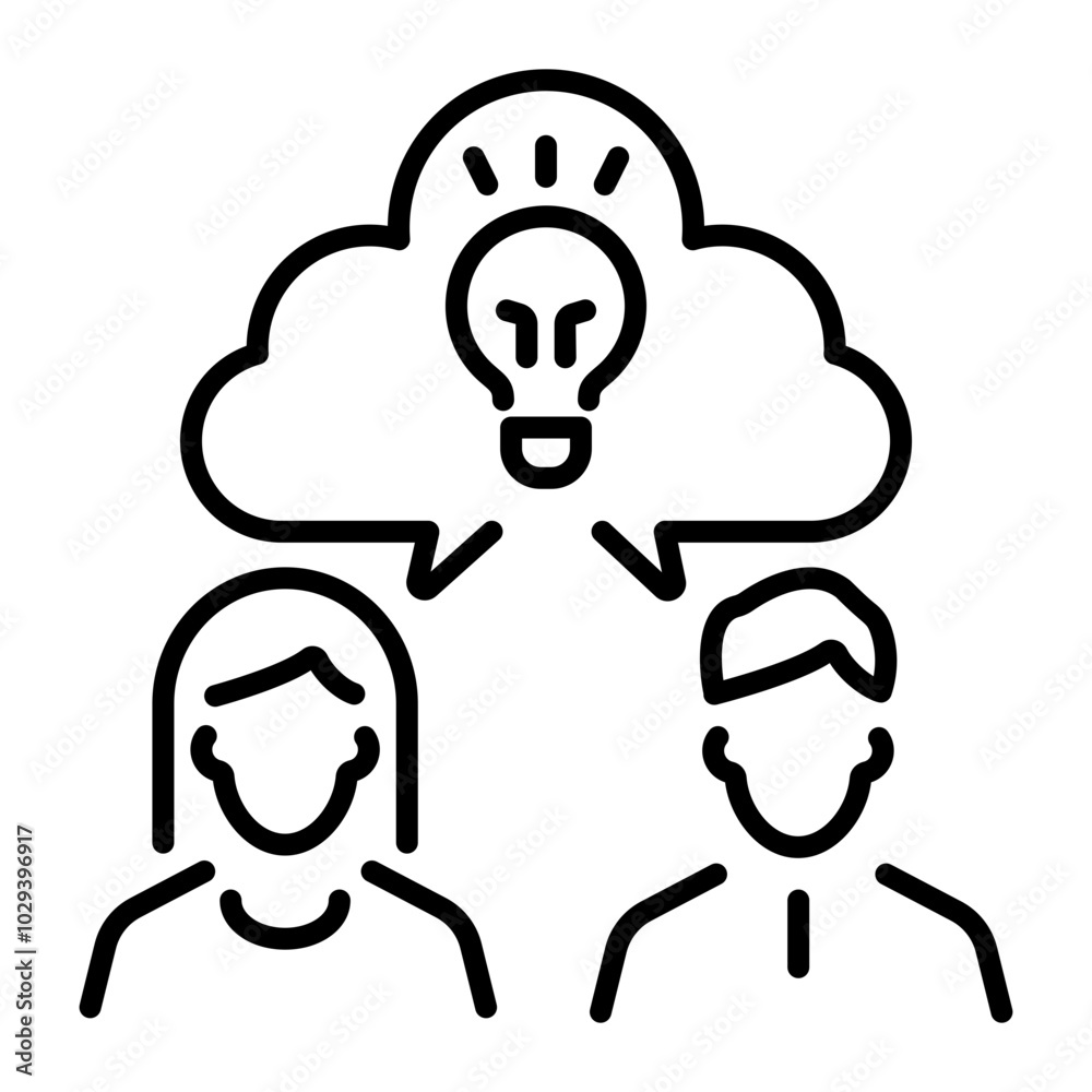 A linear icon of brainstorming 
