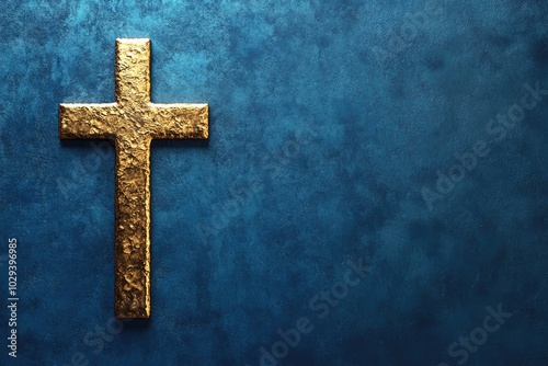 Wallpaper Mural Golden Cross on Elegant Blue Gradient Background with Spiritual Symbolism Torontodigital.ca