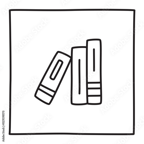 Doodle book shelf icon freehand drawn with thin line in minimalistic style, display symbol. PNG isolated on transparent background and vector illustration
