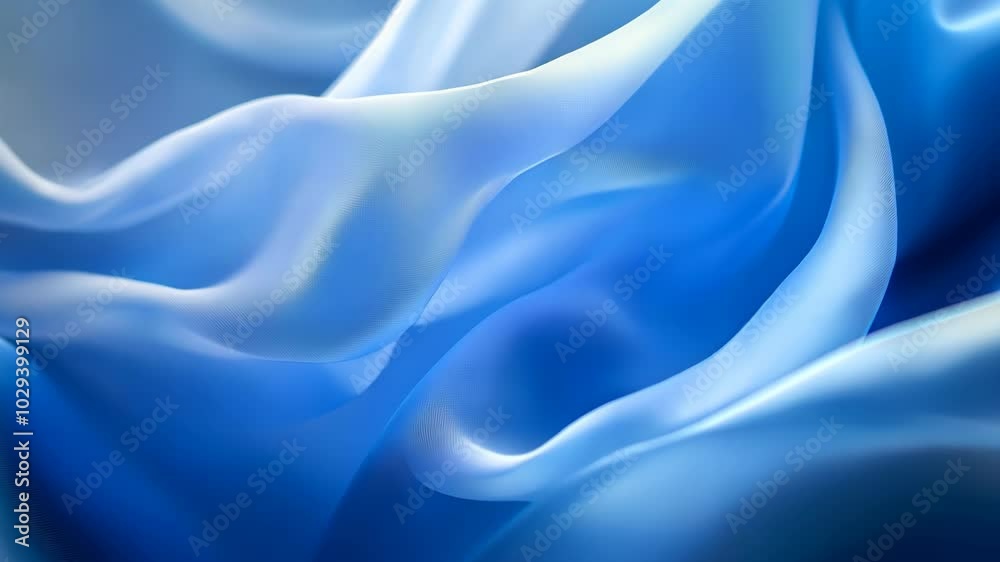 A close-up shot of a smooth, blue fabric draped in soft waves A close-up shot of a smooth, blue fabric draped in soft waves