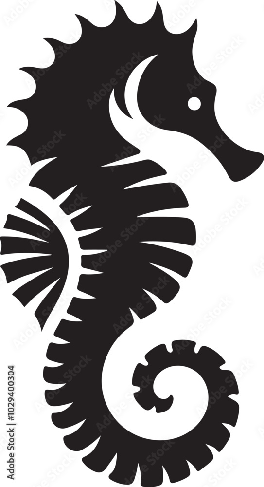 Fototapeta premium black and white tattoo of seahorse.