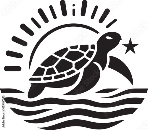 Illustration of sea turtle silhouette.