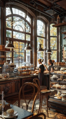 Cozy cafÃ© with customers enjoying coffee and pastries, 4K hyperrealistic photo