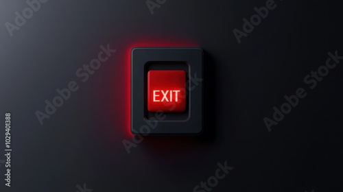 Exit Button. Red Stop Button for Abandon and Logout in Cyberspace