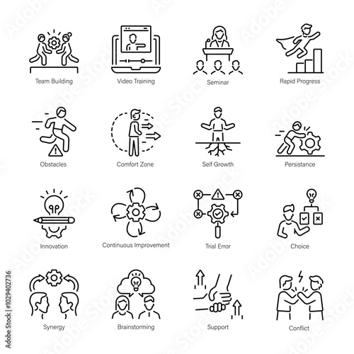 Collection of Linear Style Encouragement Icons 

