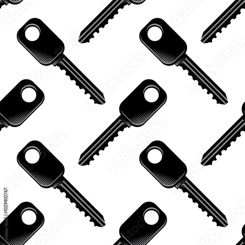 Vector key icon seamless pattern. Key icon. Lock or unlock sign. Padlock. Lock symbol. Unblock. Password icon. Access sign. Private access. Logo template. Safety symbol. Door key.