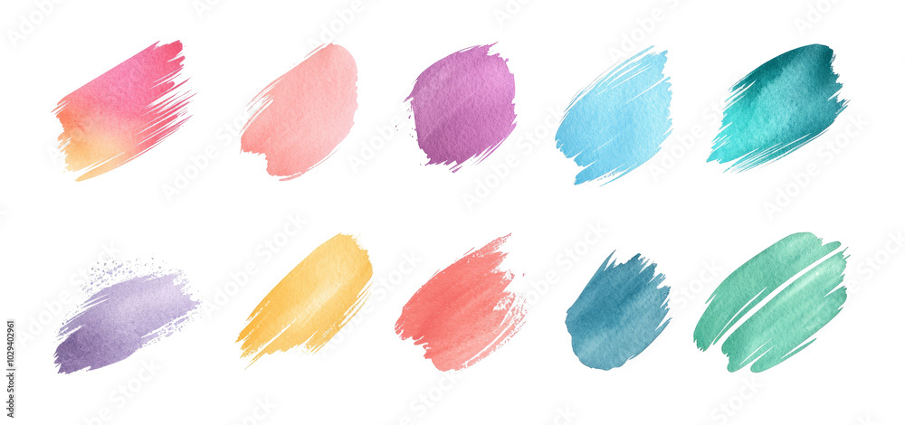 A set of different colored strokes on a transparent background A set of different colored strokes on a transparent background