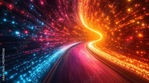 an abstract visualization of speed light trails creating dynamic paths of neon colors evoking a sense of fastmoving technology and futuristic vibes