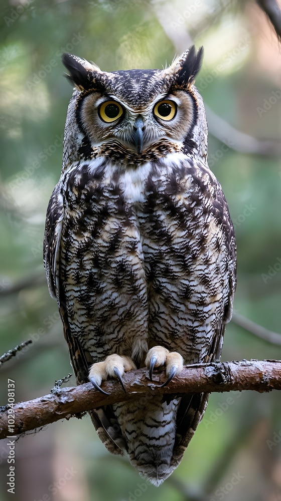 A photograph of an owl perched on a branch in a Finnish forest, at night, wildlife photography A photograph of an owl perched on a branch in a Finnish forest, at night, wildlife photography