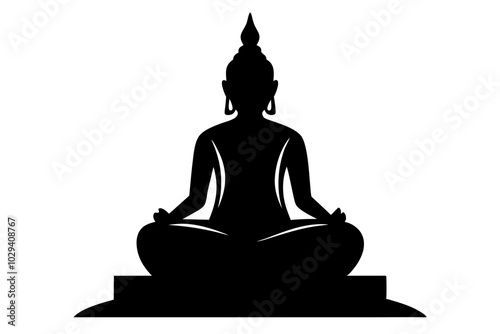 Buddha statue | isolated vector silhouette illustration on white background