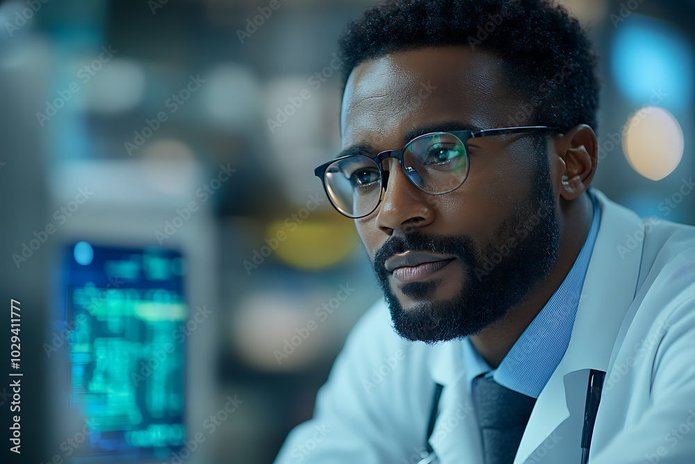 A doctor carefully examines detailed medical test results in a clinical setting, focusing on disease diagnosis and healthcare assessment for patient treatment
A doctor carefully examines detailed medical test results in a clinical setting, focusing on disease diagnosis and healthcare assessment for patient treatment