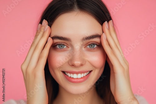 Wallpaper Mural Eye Check. Beautiful young woman smiling during vision check-up at ophthalmology clinic Torontodigital.ca