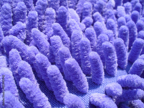 Texture of floor mop material - abstract blue background. Topics: surface, cleanliness, tidiness, close-up shot