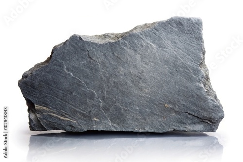 raw slate metamorphic rock isolated on white background silhouette photo