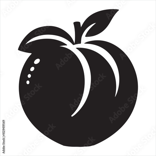 peach fruit silhouette on white background
