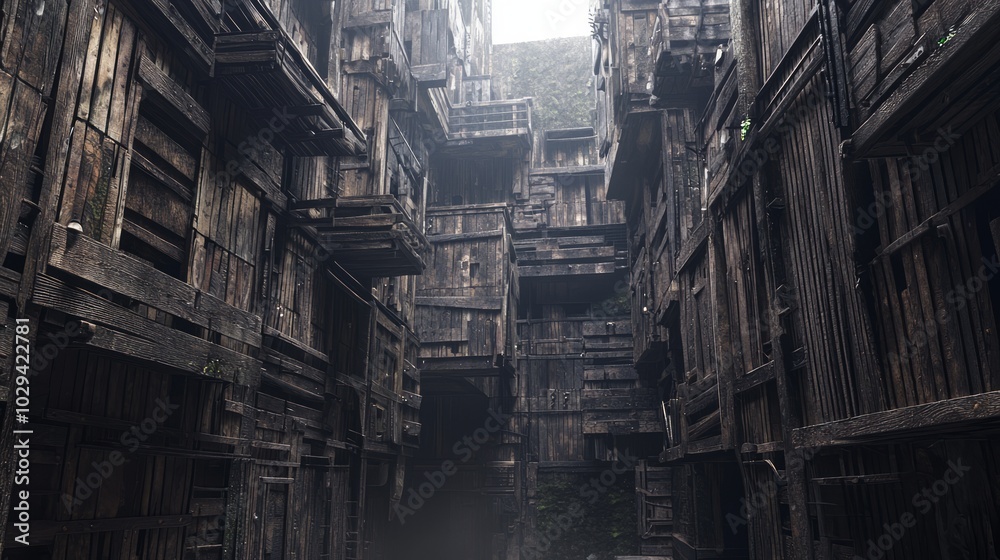 Echoes of an Abandoned Era: Eerie Ghost Town with Weathered Buildings in Cinematic Light Echoes of an Abandoned Era: Eerie Ghost Town with Weathered Buildings in Cinematic Light