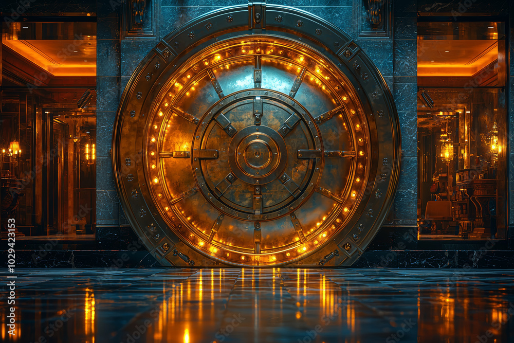A bank vault door left open, symbolizing the loss of wealth during a financial crisis. Concept of business. A bank vault door left open, symbolizing the loss of wealth during a financial crisis. Concept of business.