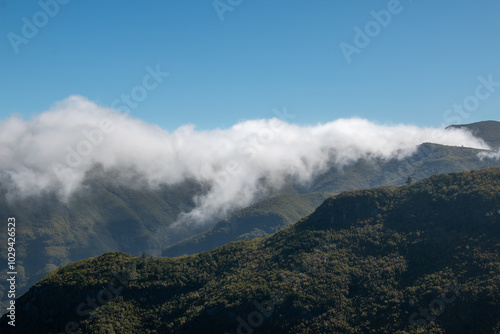 Mountains and valley in the central Madeira, Portugal