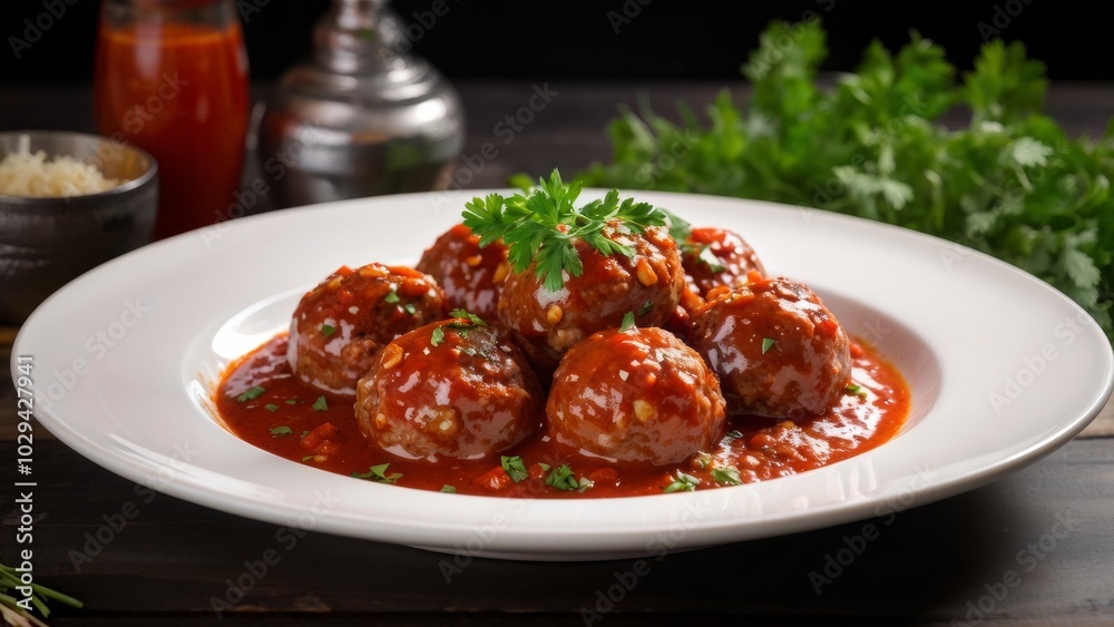 Minced meat meatballs in tomato sauce, known in tomato as Minced meat meatballs in tomato sauce, known in tomato as