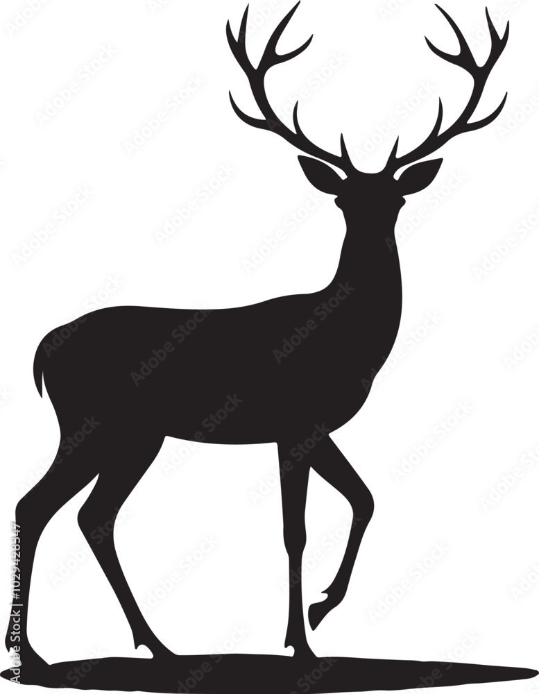 Fototapeta premium Deer Running And Jumping Illustration