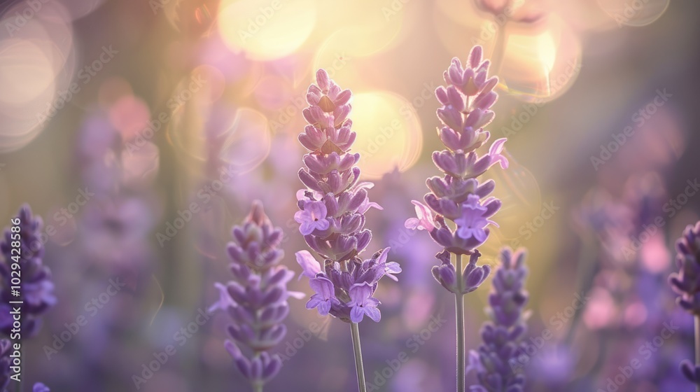 Obraz premium Lavender Blooms in the Sunset