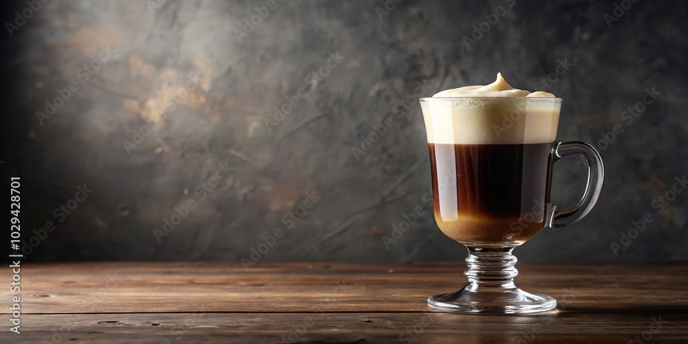 Refreshing glass of Irish coffee with cream Refreshing glass of Irish coffee with cream