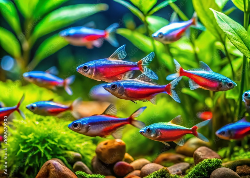 Long Fin Neon Tetra Captivating Ornamental Fish in Stunning Aquatic Habitat Stock Photo Adobe