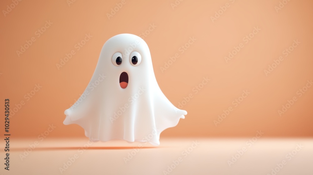The image features a cartoon-style ghost with big round eyes and an open mouth, floating against an orange background, expressing a cute surprised emotion. The image features a cartoon-style ghost with big round eyes and an open mouth, floating against an orange background, expressing a cute surprised emotion.