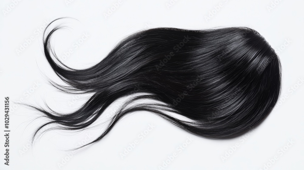 Black hair isolated against a white background Black hair isolated against a white background