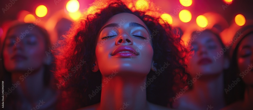 A group of women enjoying a vibrant, colorful atmosphere, embodying a sense of freedom and joy. A group of women enjoying a vibrant, colorful atmosphere, embodying a sense of freedom and joy.