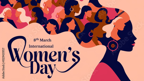 Colorful women's silhouettes for International Women's Day celebration