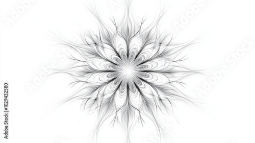 Vector illustration of a fractal design with thin rays arranged in a circular snowflake or mandala pattern suitable for brand or packaging design