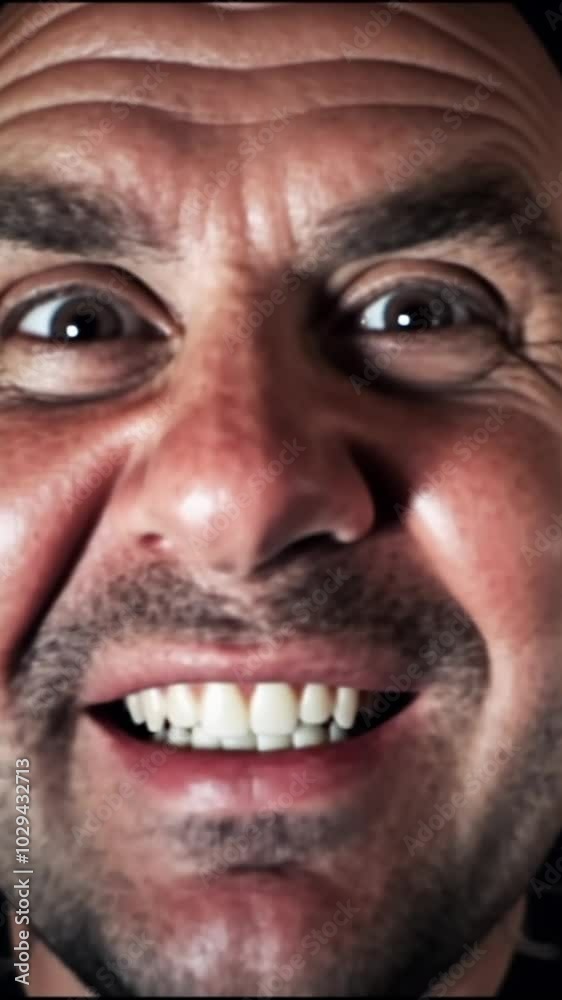 Man expresses intense emotions in a close-up shot during a dramatic moment of a performance Man expresses intense emotions in a close-up shot during a dramatic moment of a performance
