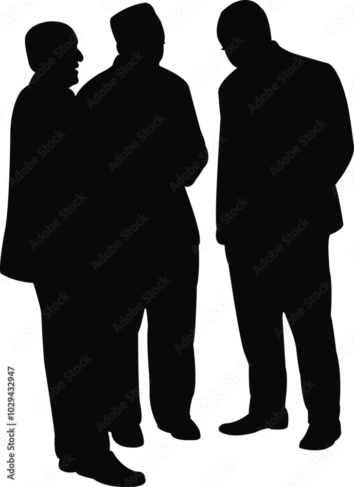 three men making chat, silhouette vector three men making chat, silhouette vector