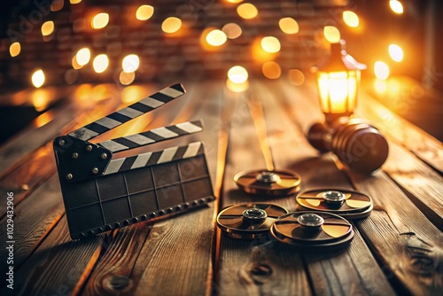 Low Light Photography of Clap Boards in Film Production Setting photo