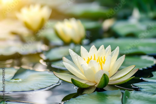 Wallpaper Mural Water lily blooming in the park's pond. Torontodigital.ca