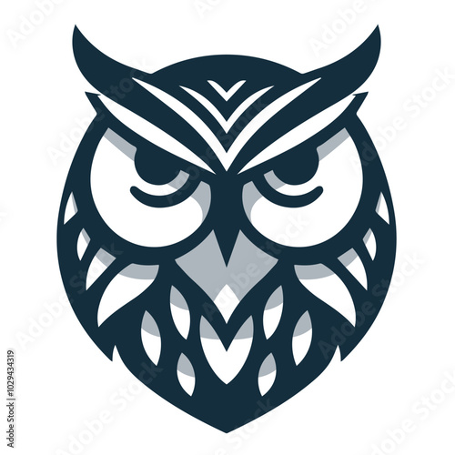 Owl black and white vector art photo