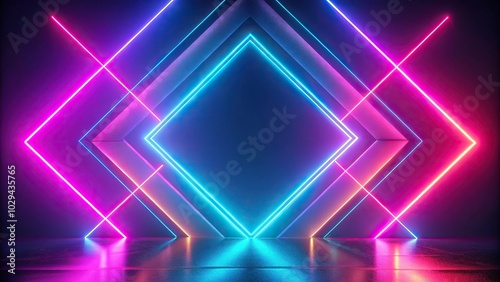 Neon geometric background with glowing shapes