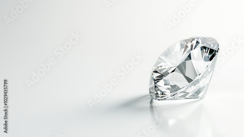 Sparkling diamond with detailed reflections, high clarity and brilliance, luxurious and elegant gemstone on a clean white background