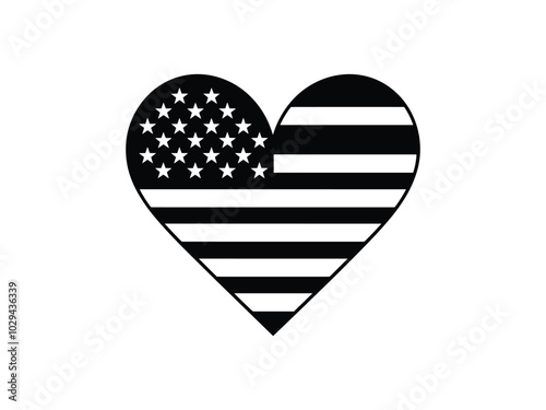 American Flag Heart Silhouette Collection – Love USA Patriotic Designs for Veterans Day photo