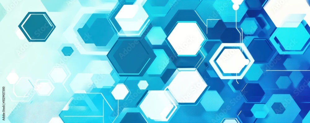 background with hexagons and circuit board patterns in a blue and white color scheme for technology or digital marketing banner design Generative AI background with hexagons and circuit board patterns in a blue and white color scheme for technology or digital marketing banner design Generative AI
