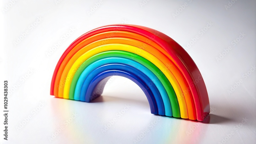 Fototapeta premium Rainbow shaped object on white background, tilted angle