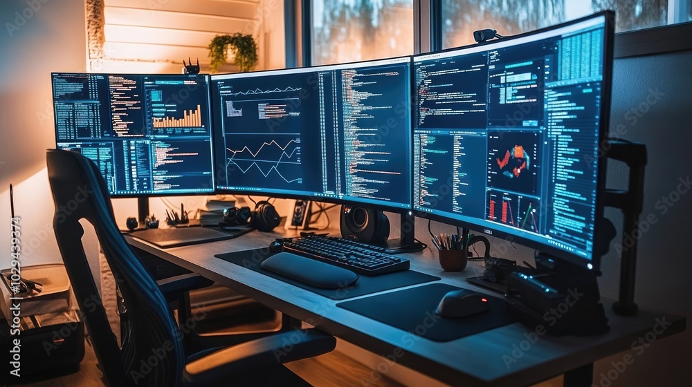 An organized desk with multiple monitors displaying technical diagrams and support chat windows. An organized desk with multiple monitors displaying technical diagrams and support chat windows.